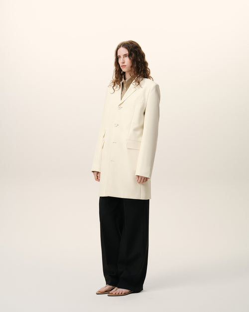 ホワイト ニューウール ストレートシングルブレストコート - 女性 - 6 - AMI Paris - Ami Paris