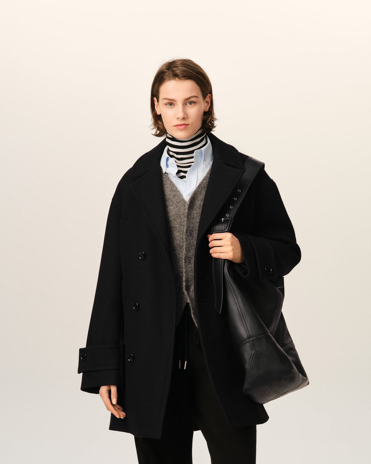 Black wool pea coat - 3