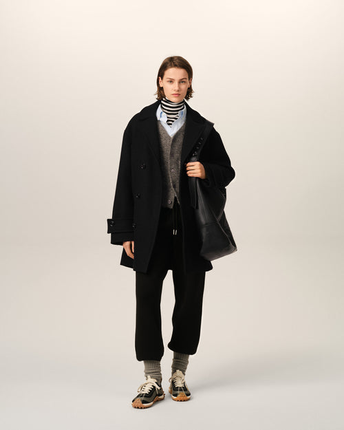 Black wool pea coat - Woman - 2 - AMI Paris - Ami Paris