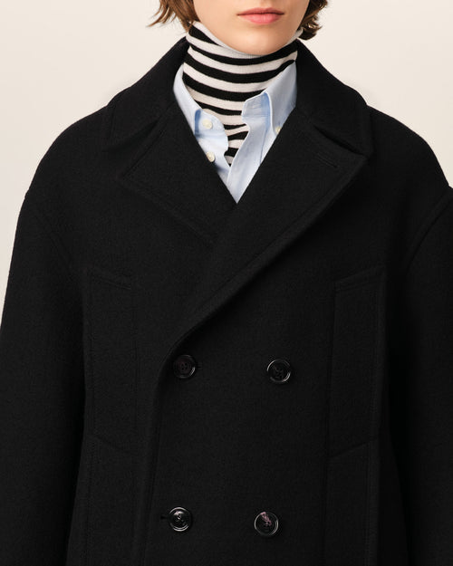 Black wool pea coat - Woman - 4 - AMI Paris - Ami Paris