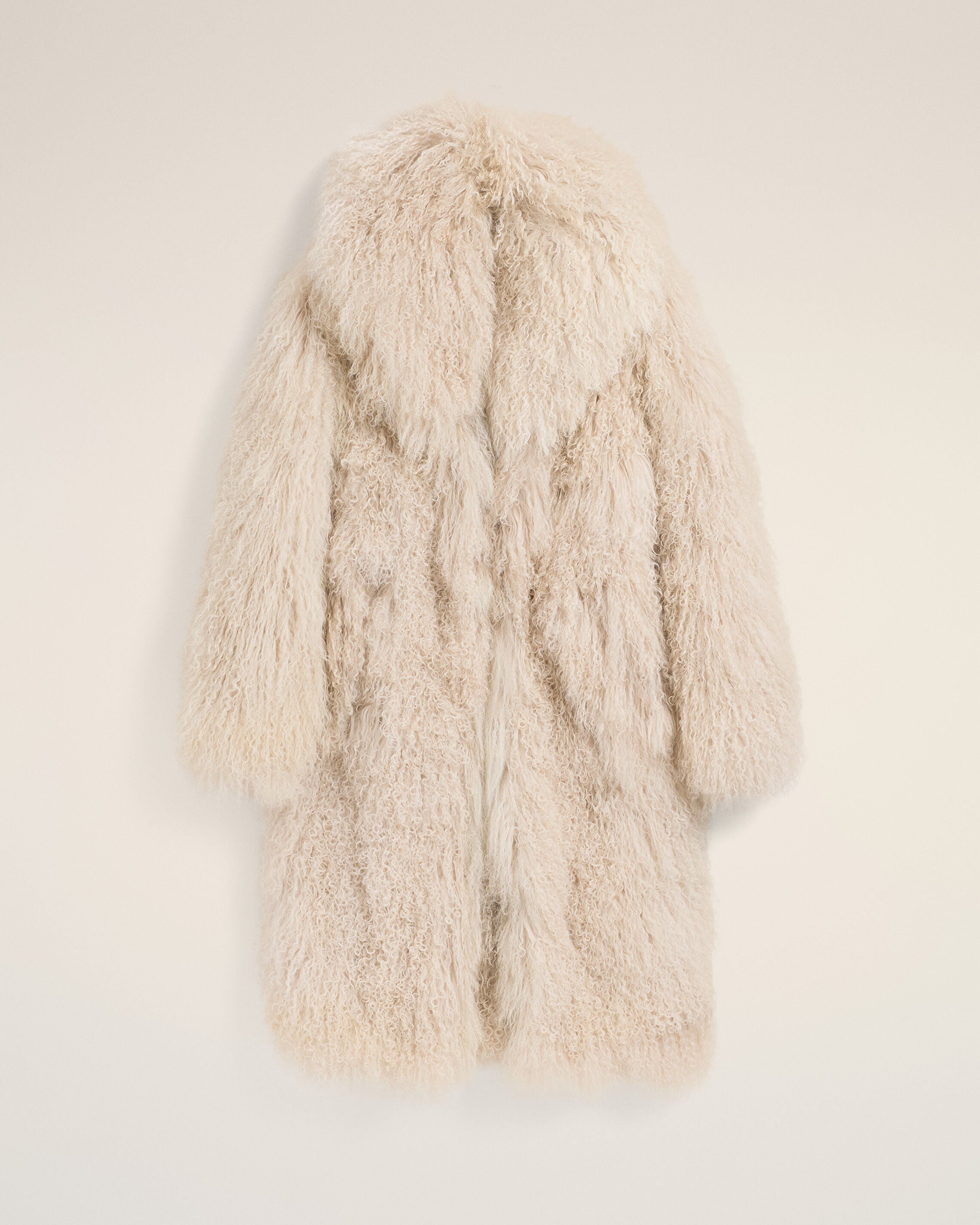 Long white lamb leather coat - 1