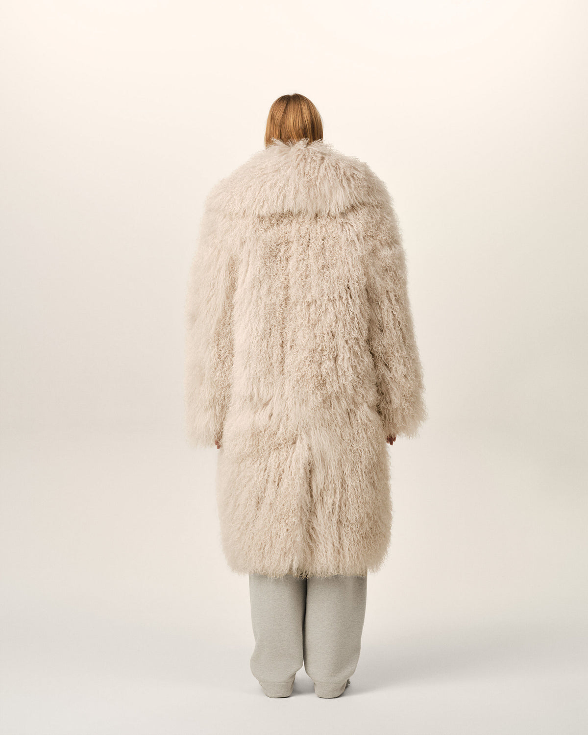 Manteau long blanc en cuir d