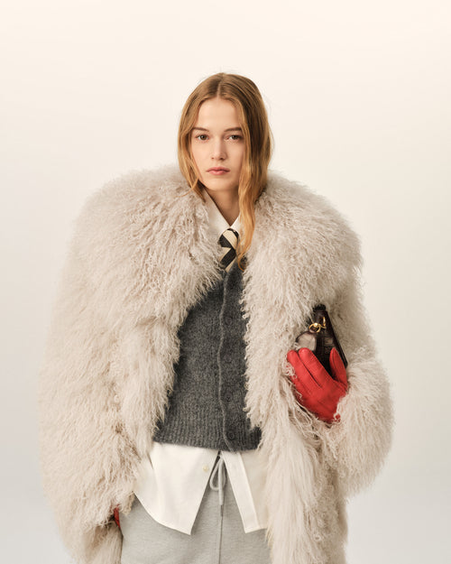 Long white lamb leather coat - Woman - 3 - AMI Paris - Ami Paris