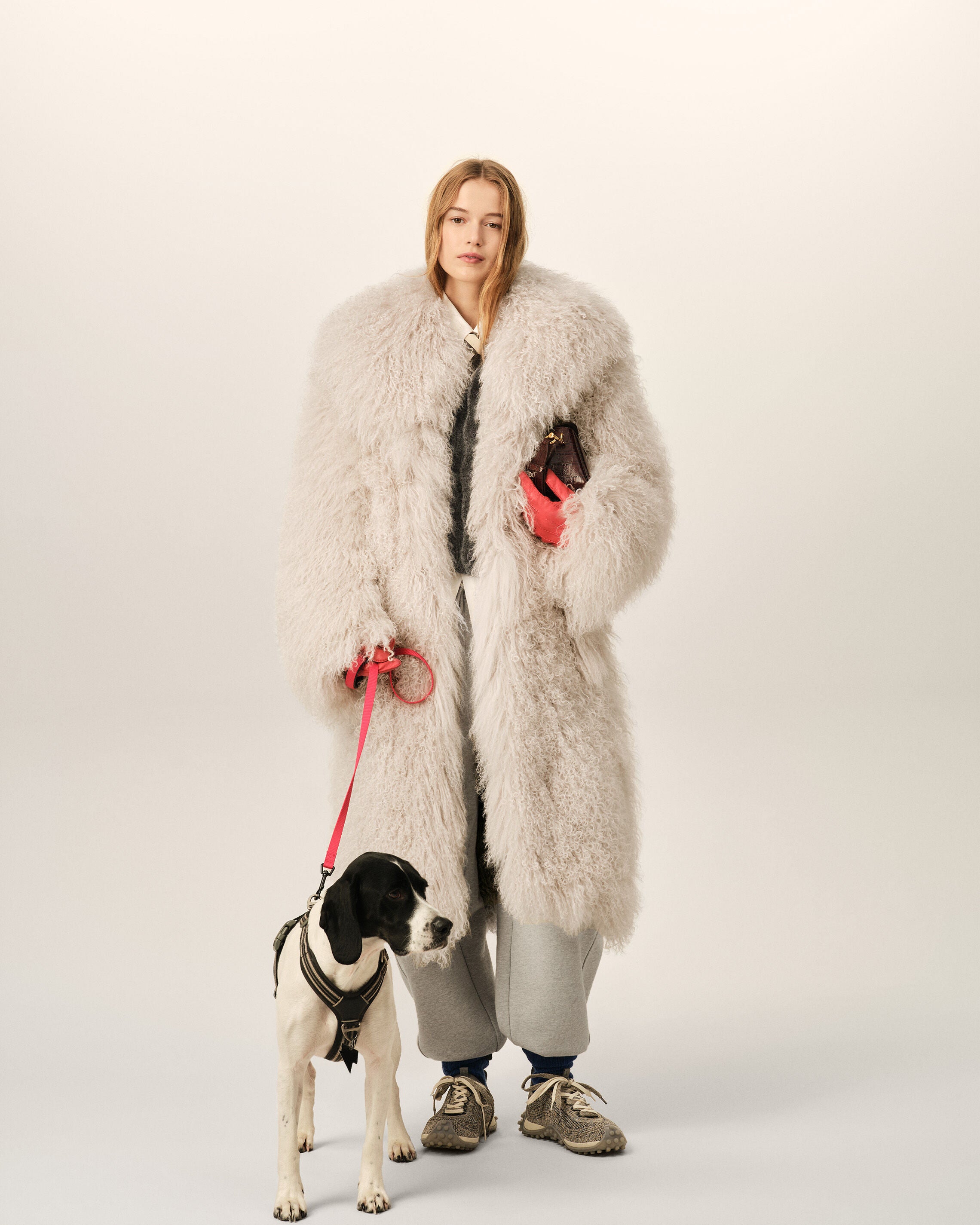 Long white lamb leather coat - 2