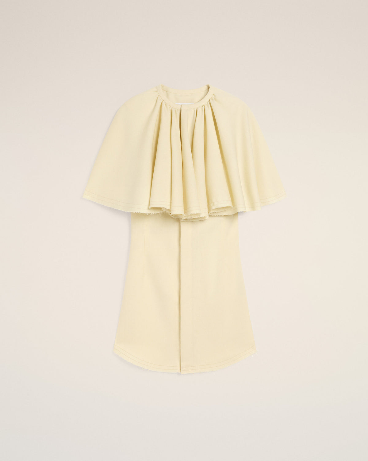 Robe Jaune Chemise Avec Collerette En Laine - 1