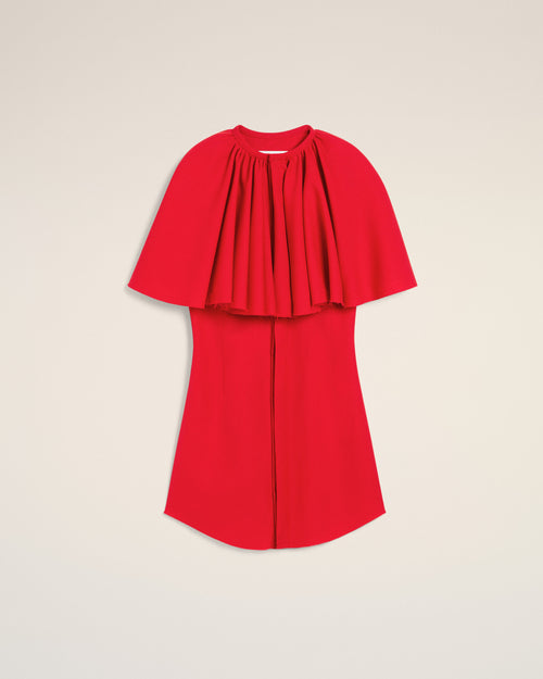 Robe Chemise Rouge Avec Collerette En Laine - COQUELICOT - Ami Paris