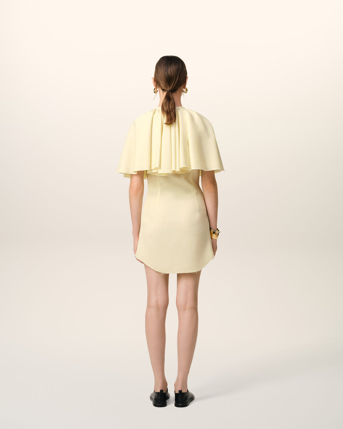 Robe Jaune Chemise Avec Collerette En Laine - 5