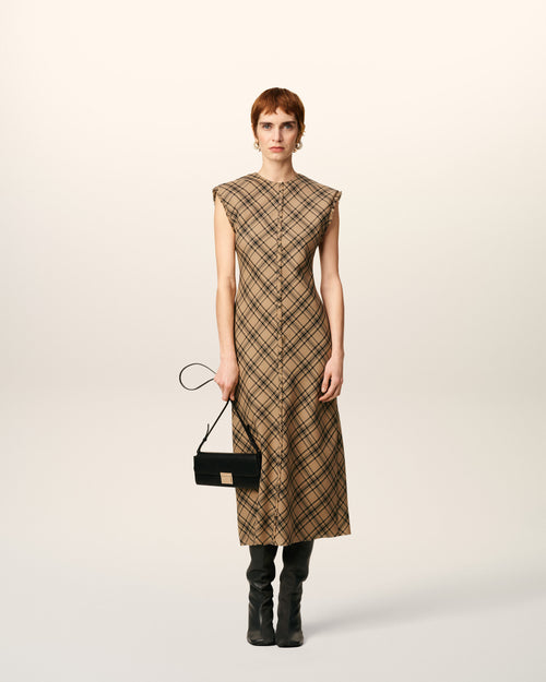                             Brown Wool Long Checked Dress - 3                         - Ami Paris