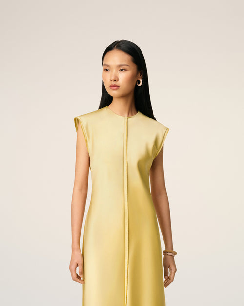 Green Long  Raw Edge Details Dress - 3 - Ami Paris