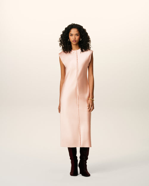                                     Pink Long  Raw Edge Details Dress - 3                                 - Ami Paris