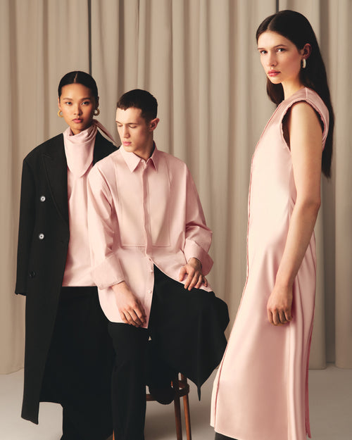 Pink Long  Raw Edge Details Dress - 7 - Ami Paris