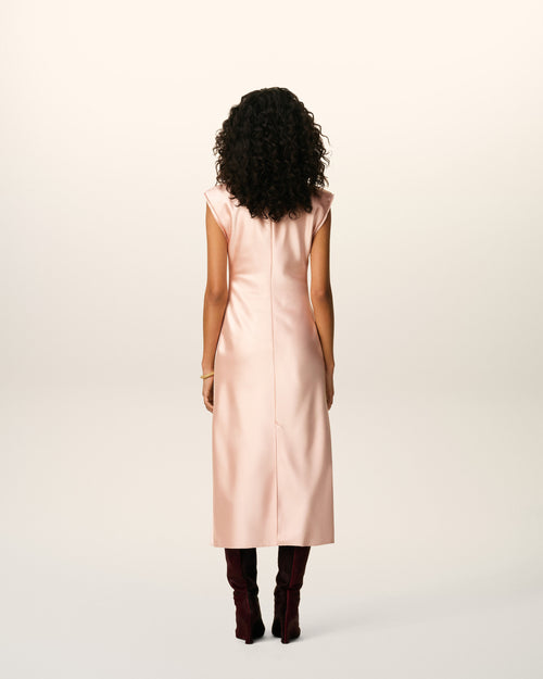 Pink Long  Raw Edge Details Dress - 5 - Ami Paris