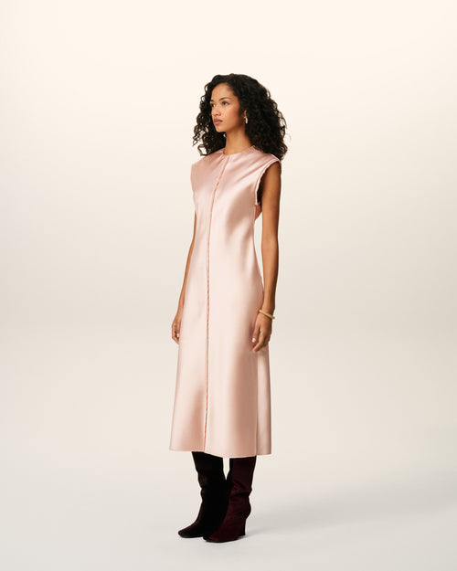 Pink Long  Raw Edge Details Dress - 6 - Ami Paris