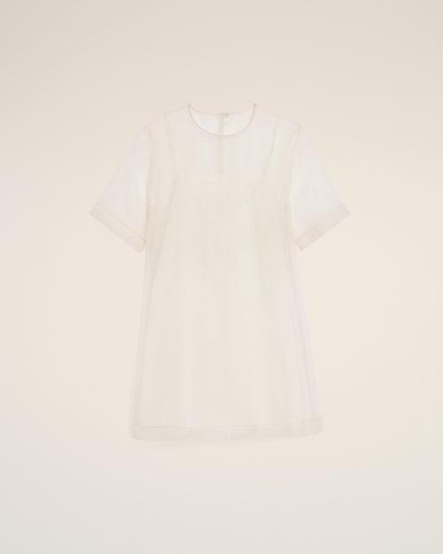 Minivestido trapecio de seda blanca - Mujer - 1 - AMI Paris - Ami Paris