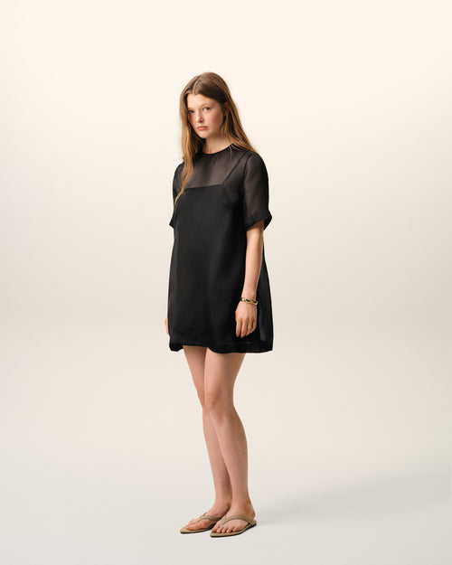 Black Silk Mini Trapeze Dress - Woman - 6 - AMI Paris - Ami Paris
