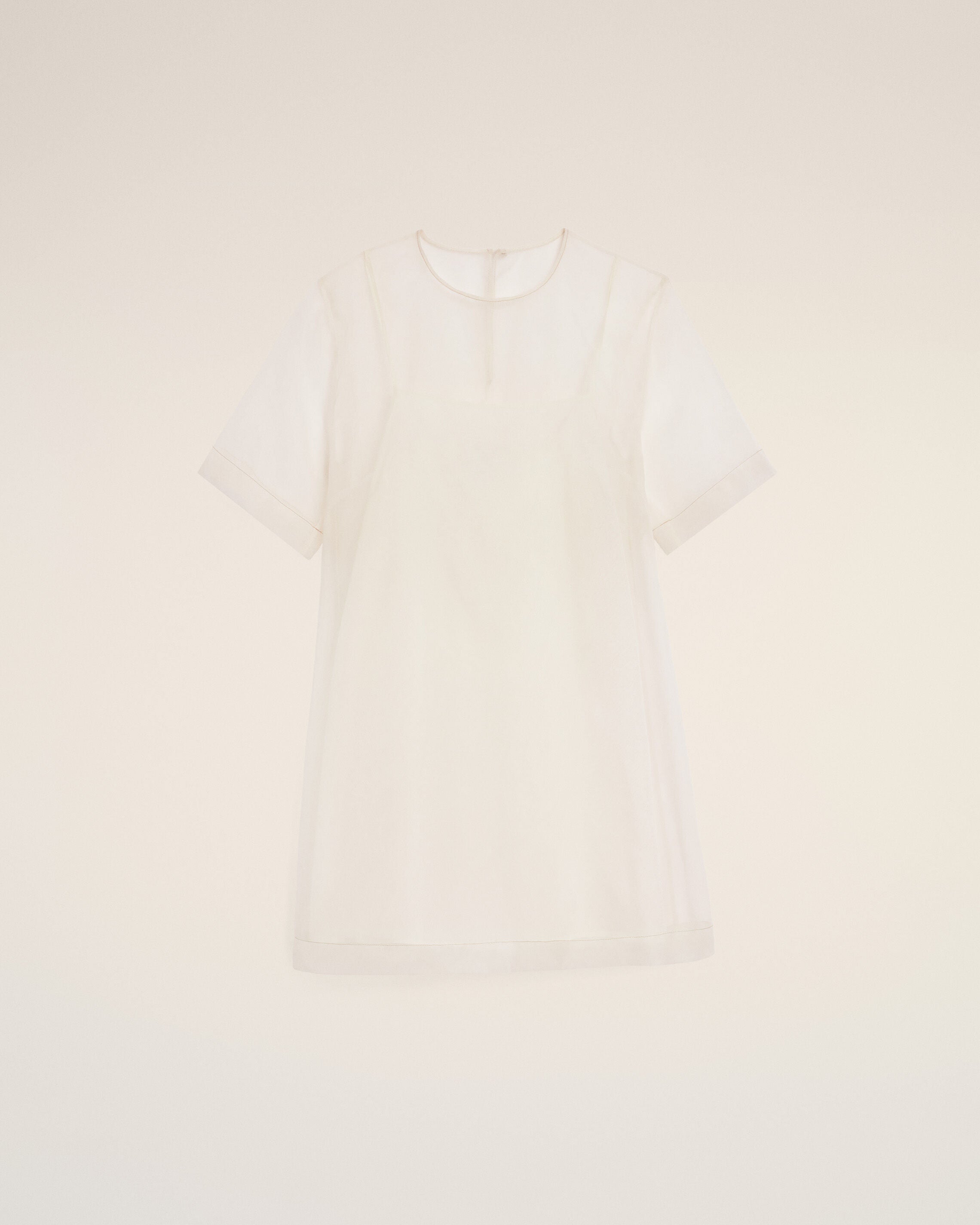 White Silk Mini Trapeze Dress - 1