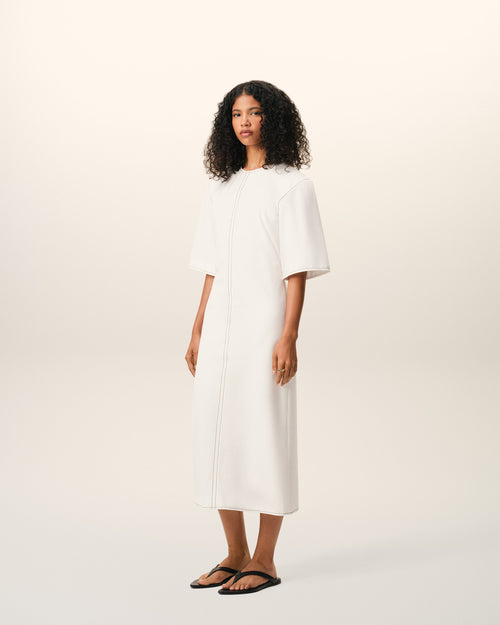 White Cotton Long Fitted Dress - Woman - 6 - AMI Paris - Ami Paris