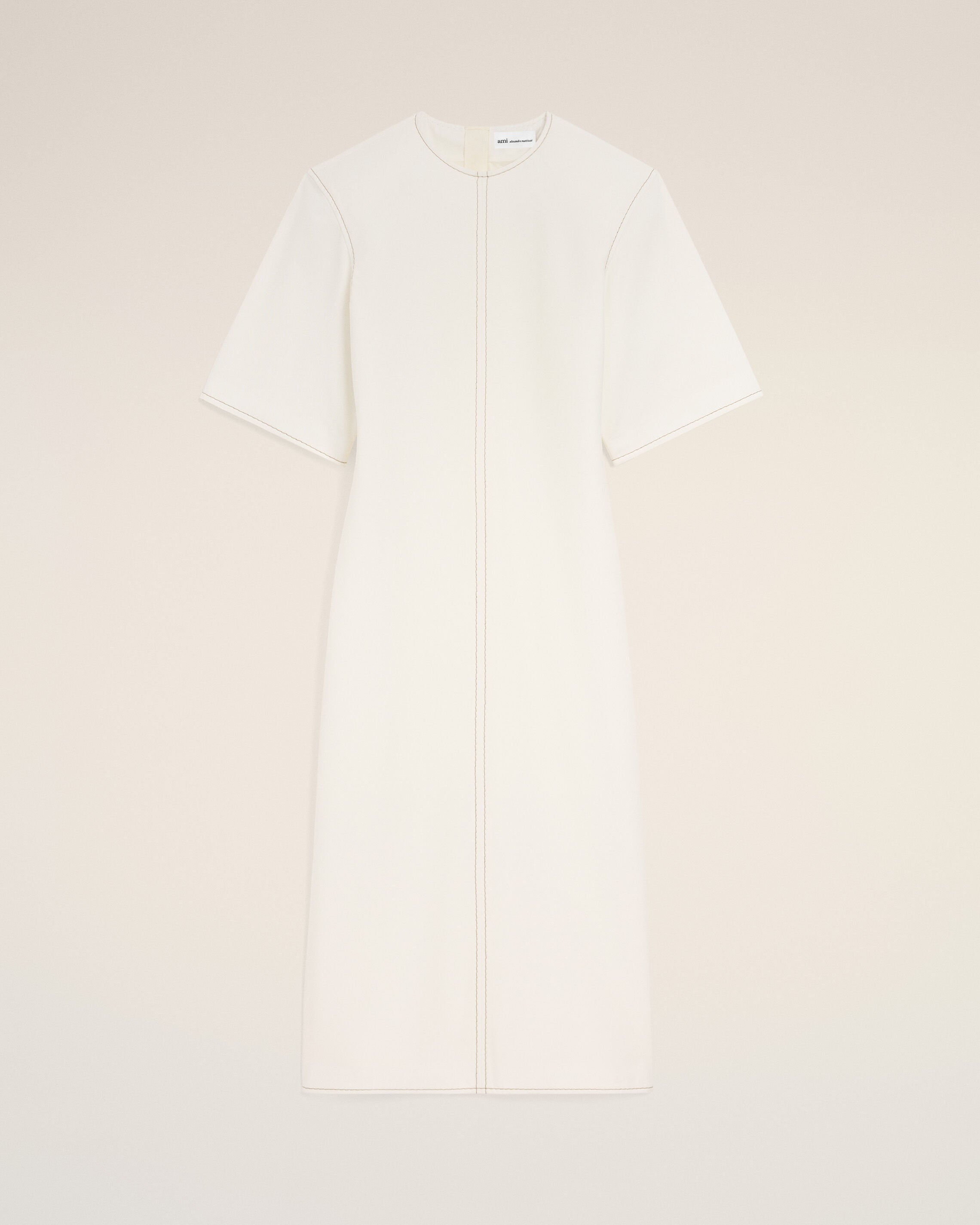 White Cotton Long Fitted Dress - 1