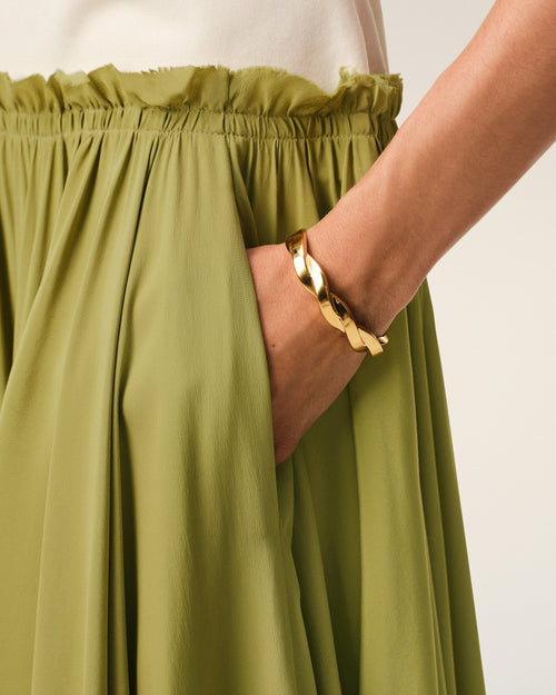 Vestido midi de lana virgen bicolor blanca y verde - Mujer - 4 - AMI Paris - Ami Paris