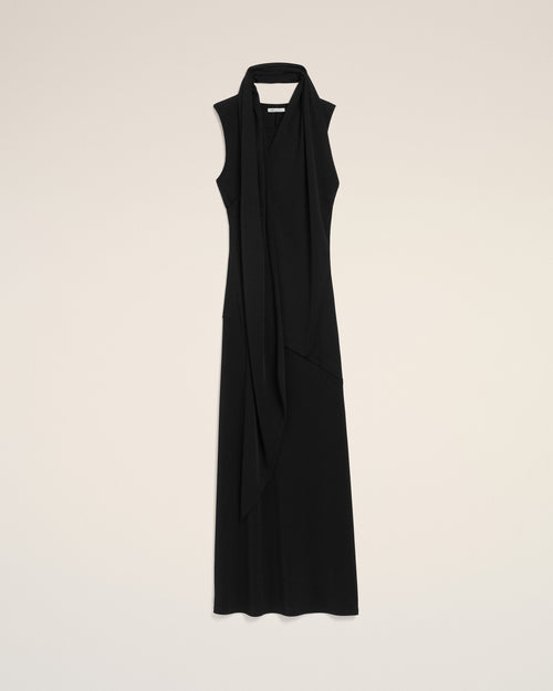 Robe Longue Noire Lavallière en Jersey - Femme - 1 - AMI Paris - Ami Paris