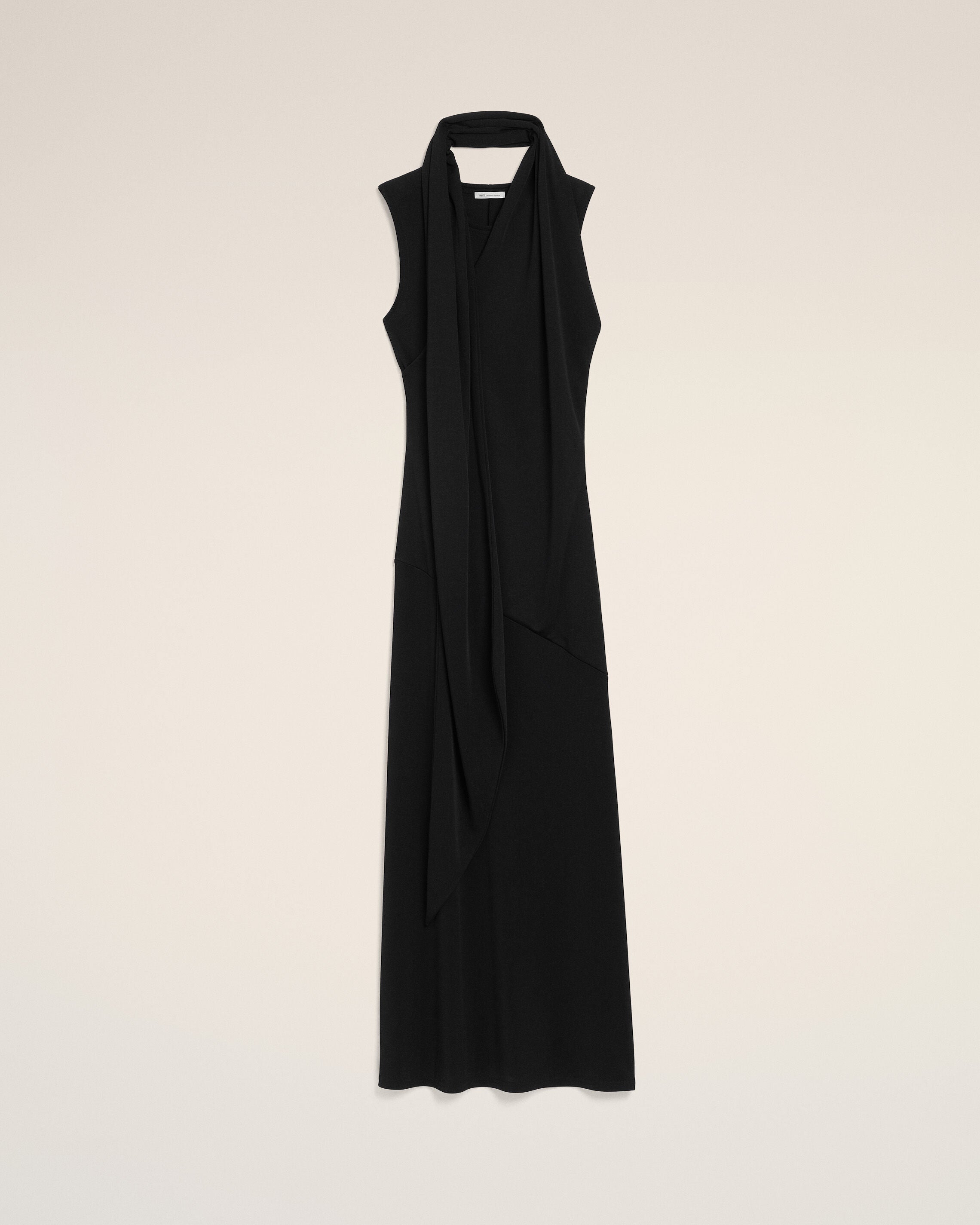 Black Jersey Maxi Lavalliere Dress - 1