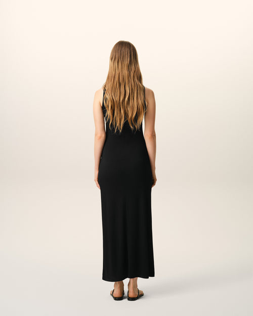 Black Jersey Maxi Lavalliere Dress - 5 - Ami Paris