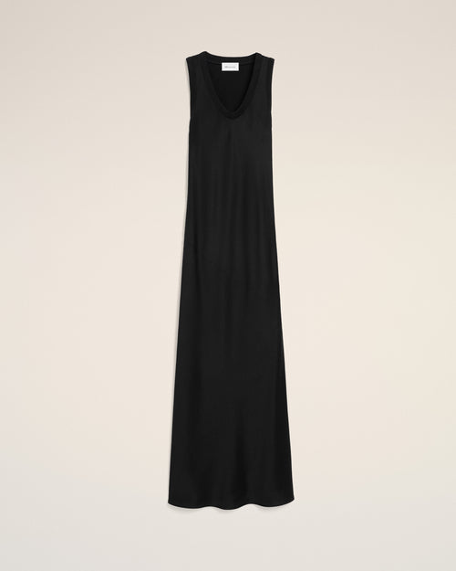                                 Black Satin Maxi Tank Dress - 3                             - Ami Paris