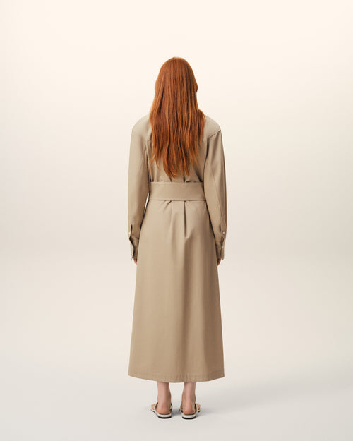Robe Chemise Beige Cintrée en Coton - Femme - 5 - AMI Paris - Ami Paris