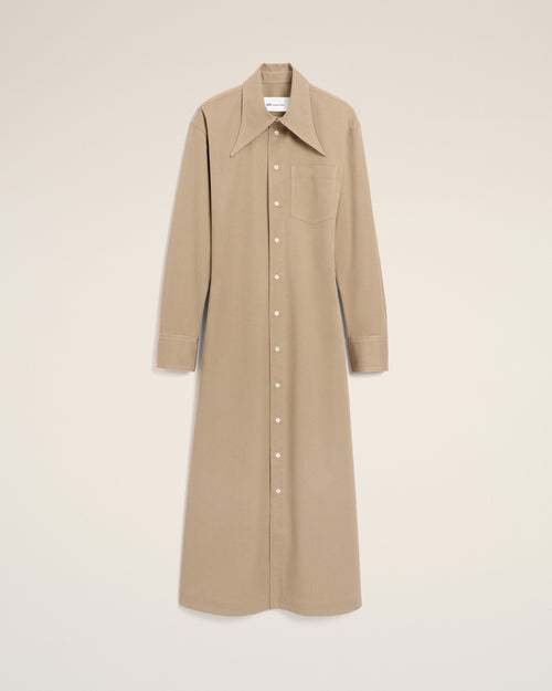                                 Beige Cotton Fitted Shirt Dress - 3                             - Ami Paris