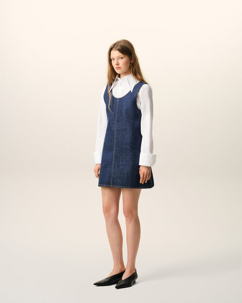 Blue Cotton Short Strapped Dress - Woman - 6 - AMI Paris - Ami Paris