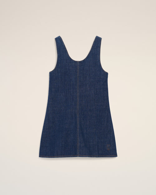 Blue Cotton Short Strapped Dress - 4 - Ami Paris