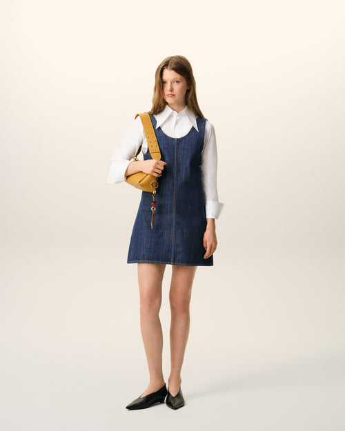                             Blue Cotton Short Strapped Dress - 3                         - Ami Paris