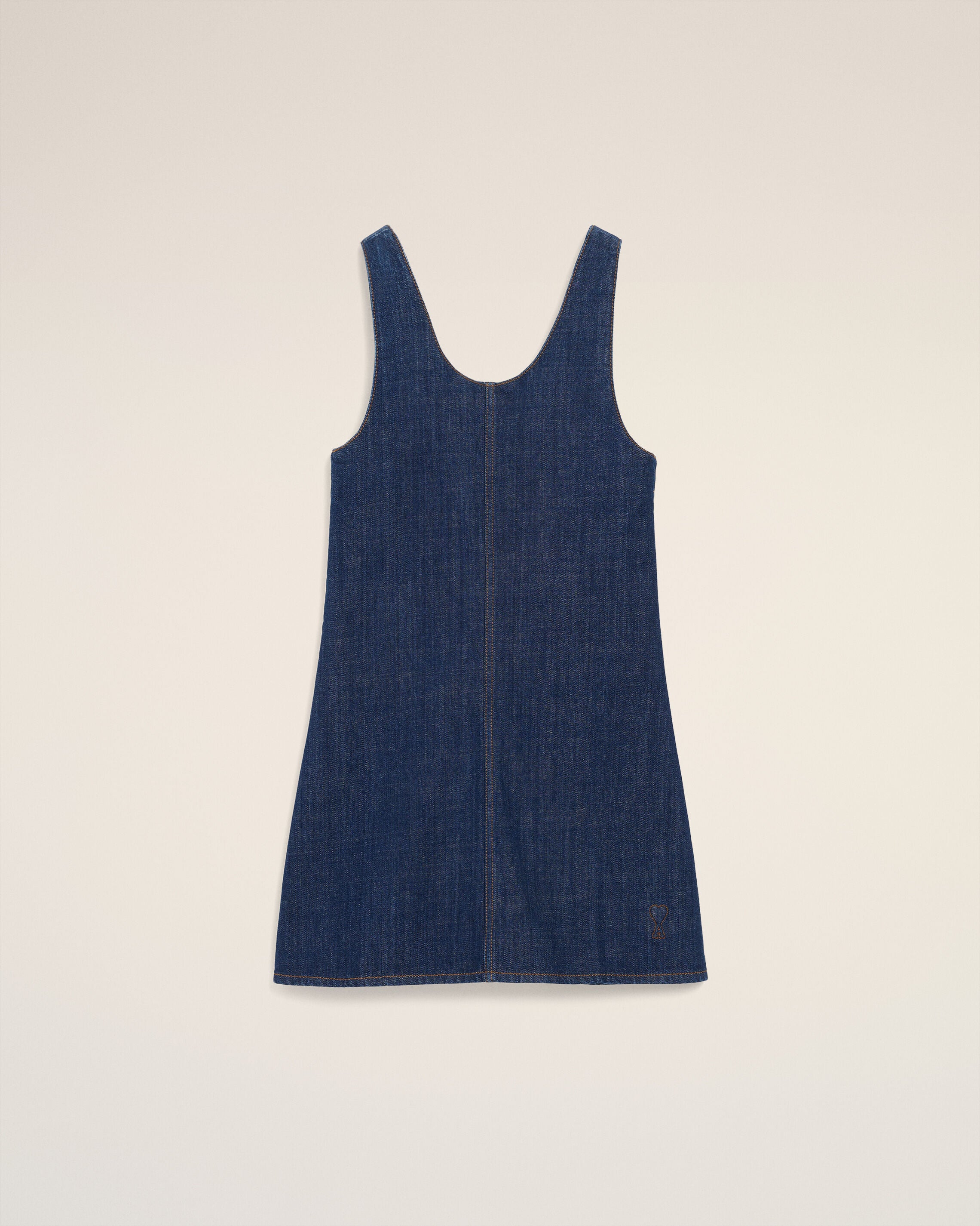 Blue Cotton Short Strapped Dress - 1