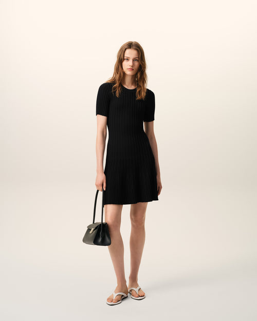                                     Black Knit Mini Godet Dress - 3                                 - Ami Paris