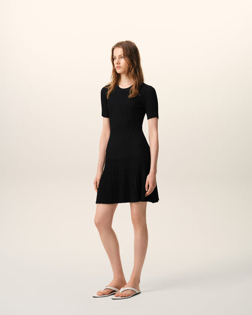 Black Knit Mini Godet Dress - Woman - 6 - AMI Paris - Ami Paris