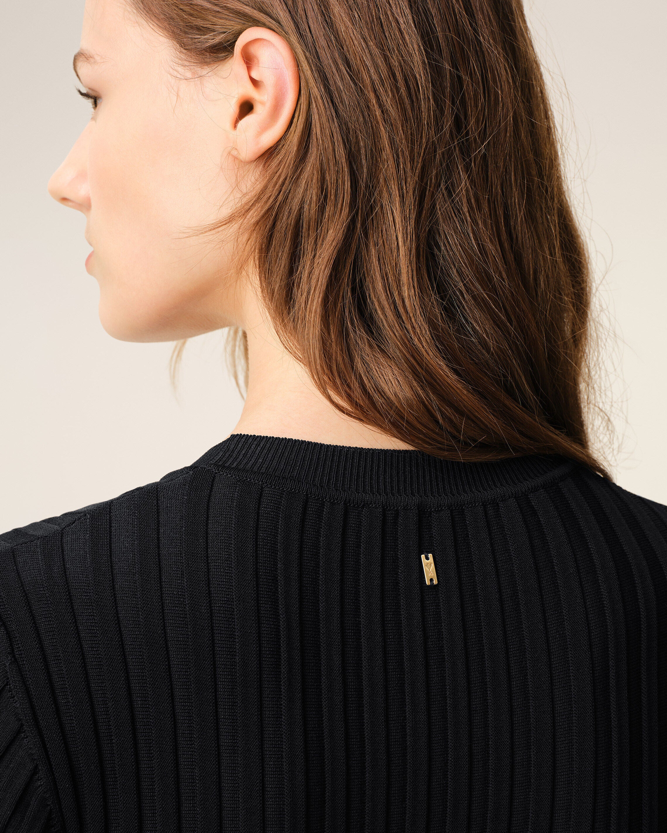 Robe Mini Noire A Godets en Maille - 4