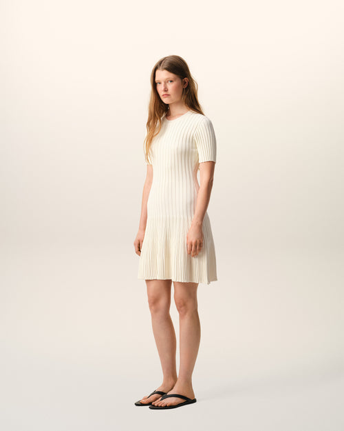White Knit Mini Godet Dress - Woman - 5 - AMI Paris - Ami Paris