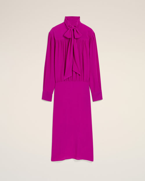 Purple midi lavalliere silk-blend dress - Woman - 1 - AMI Paris - Ami Paris