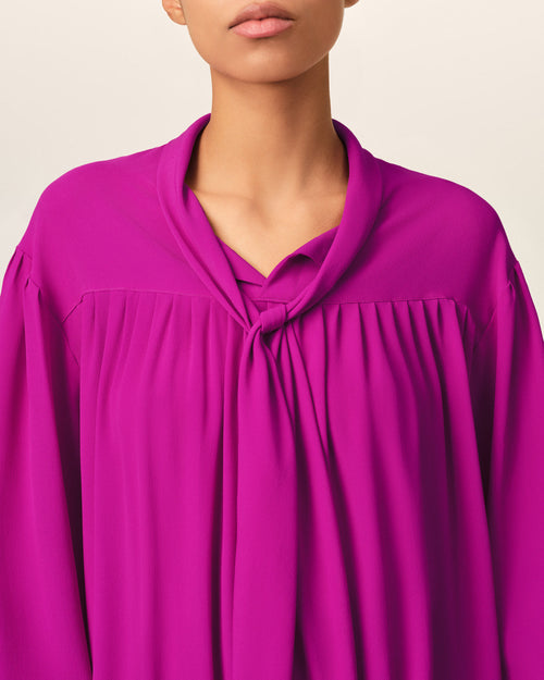 Purple midi lavalliere silk-blend dress - Woman - 4 - AMI Paris - Ami Paris