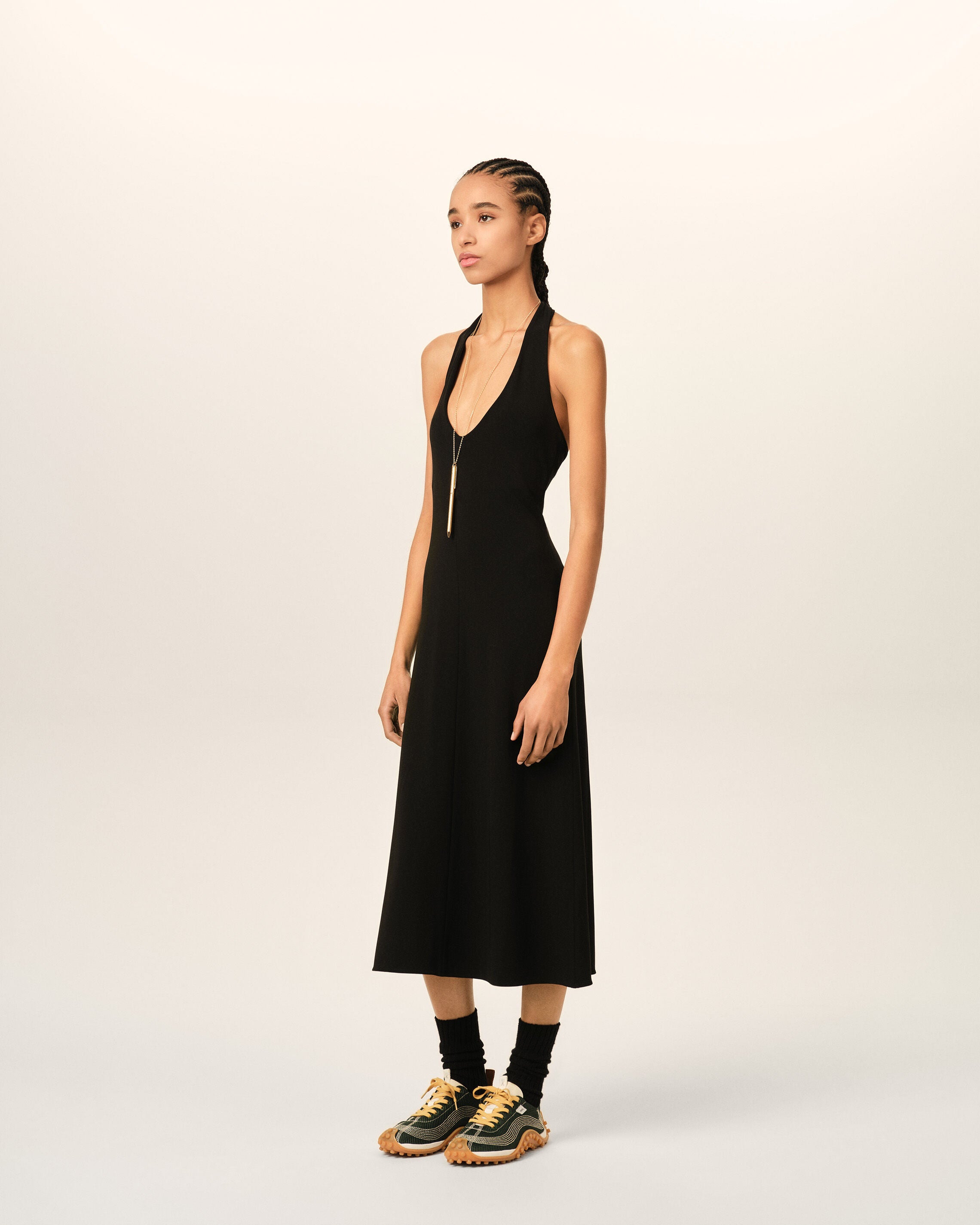 Black backless midi jersey dress - 6