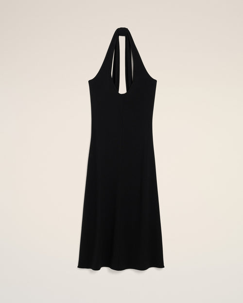 Robe midi dos nu noire en jersey - 2 - Ami Paris
