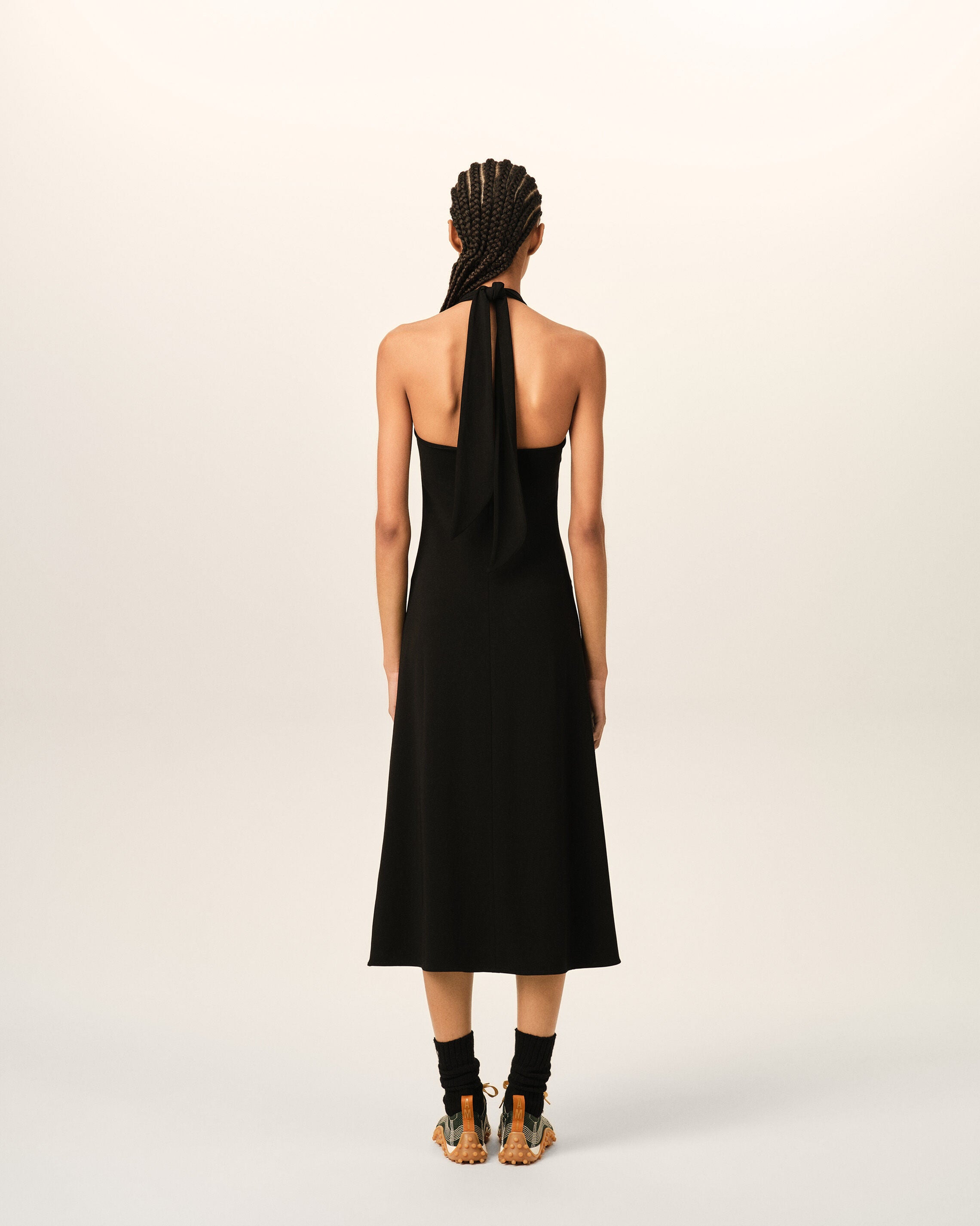 Black backless midi jersey dress - 5