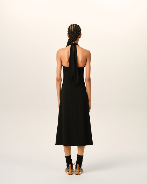 Black backless midi jersey dress - Woman - 5 - AMI Paris - Ami Paris