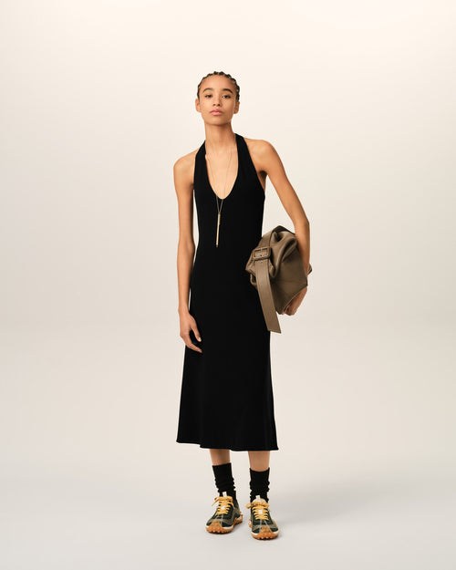 Black backless midi jersey dress - 1 - Ami Paris