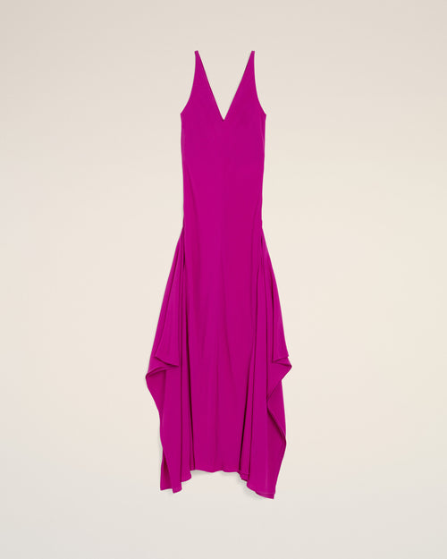 Long purple silk-blend godet dress - FUCHSIA - Ami Paris