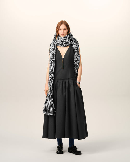 Maxi grey low waisted wool dress - Woman - 2 - AMI Paris - Ami Paris