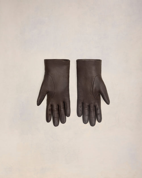 Gants Marrons Avec Détail Bride En Cuir - Femme - 2 - AMI Paris - Ami Paris