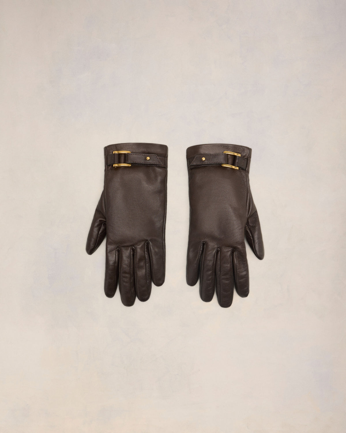 Gants Marrons Avec Détail Bride En Cuir - 1