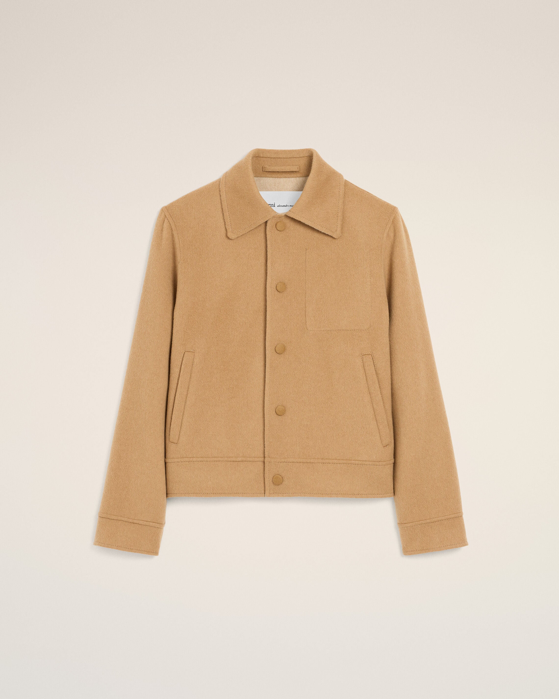 Chaqueta abotonada de lana y cachemir beige - 1