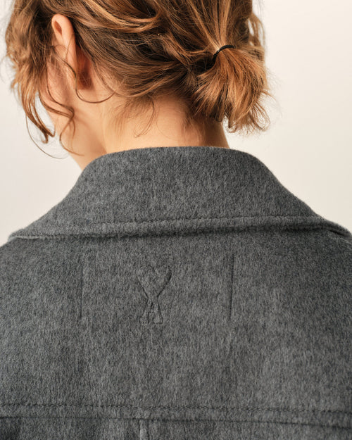 Chaqueta abotonada de lana y cachemir gris - Mujer - 4 - AMI Paris - Ami Paris